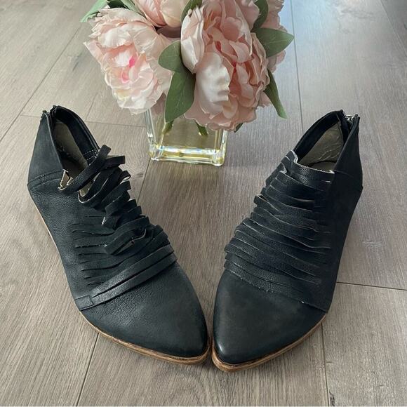 Free People Lost Valley Black Leather Strappy Booties - Picture 2 of 11